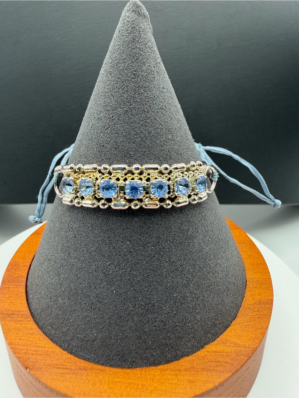 Alex and Ani Blue Crystal and Silver tone Accent Bracelet